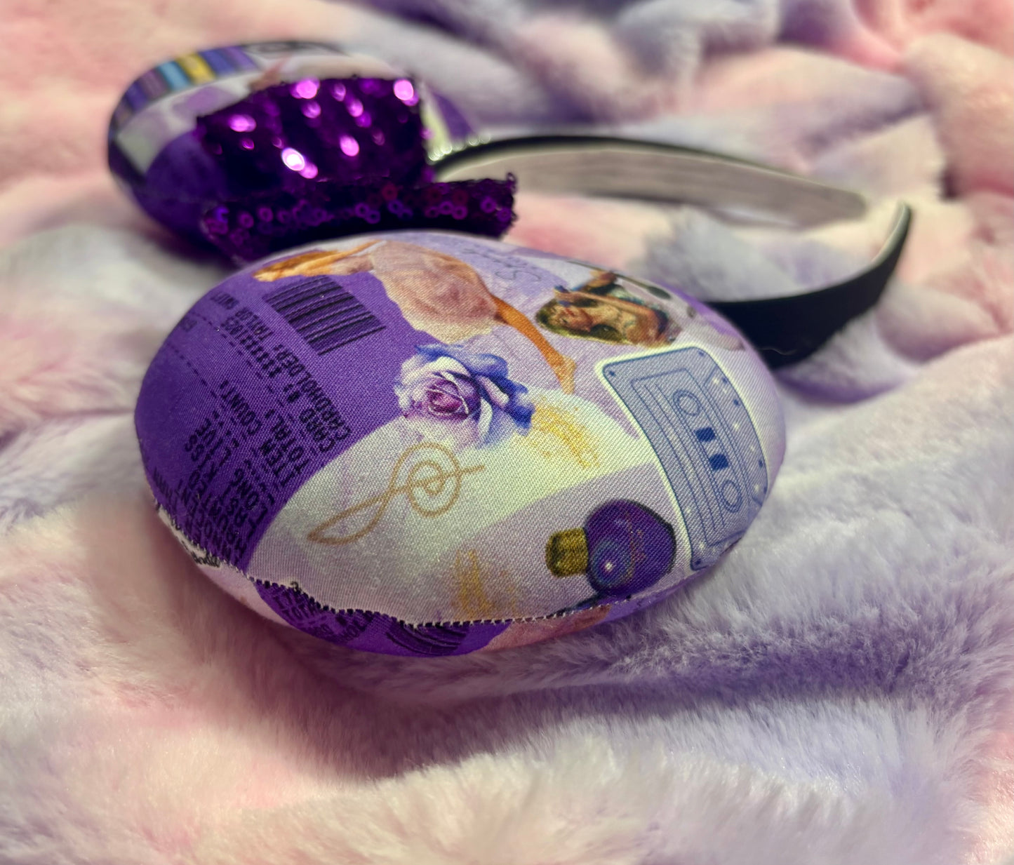 Castles Crumbling Mouse Ears | Handmade Taylor-Inspired Disney Headband with Purple Sequin Bow