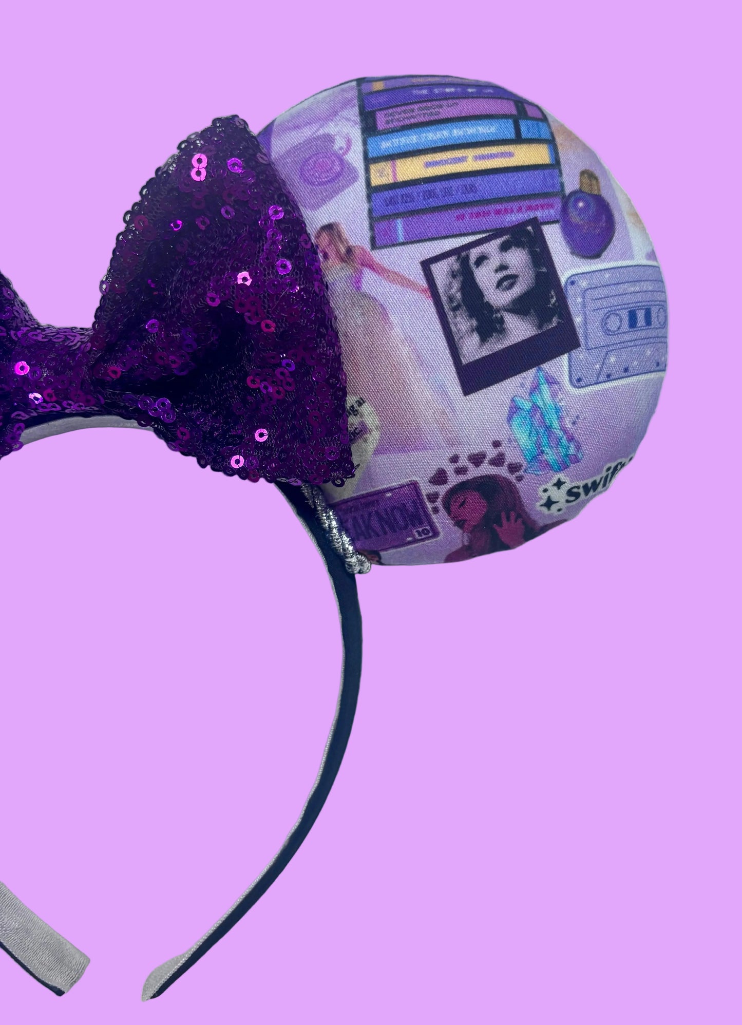 Purple TS mouse ears headband close up of other front ear.