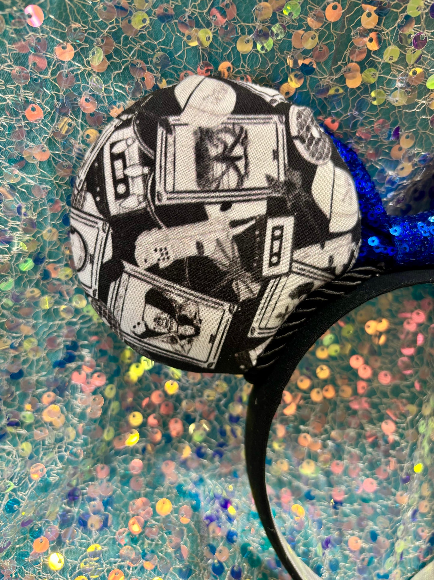 Stranger Things Mouse Ears Headband | Black & White Collage | Handmade Disney Ears | Ready to Ship