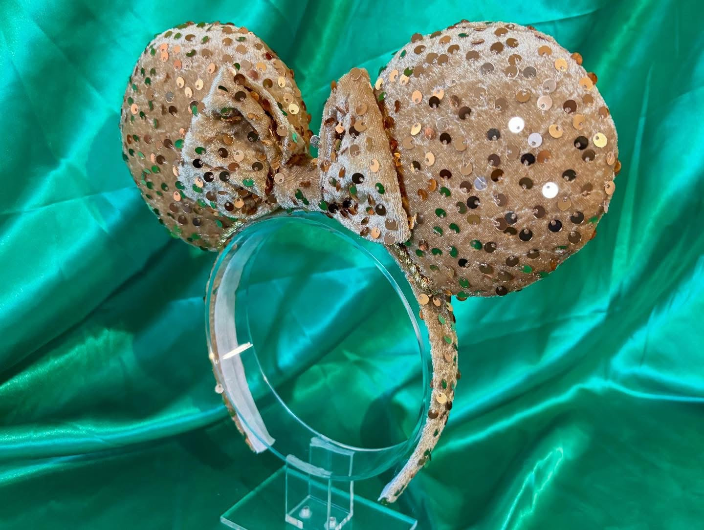 Gold Velvet Sequin Mouse Ears -  Deluxe Theme Park Headband