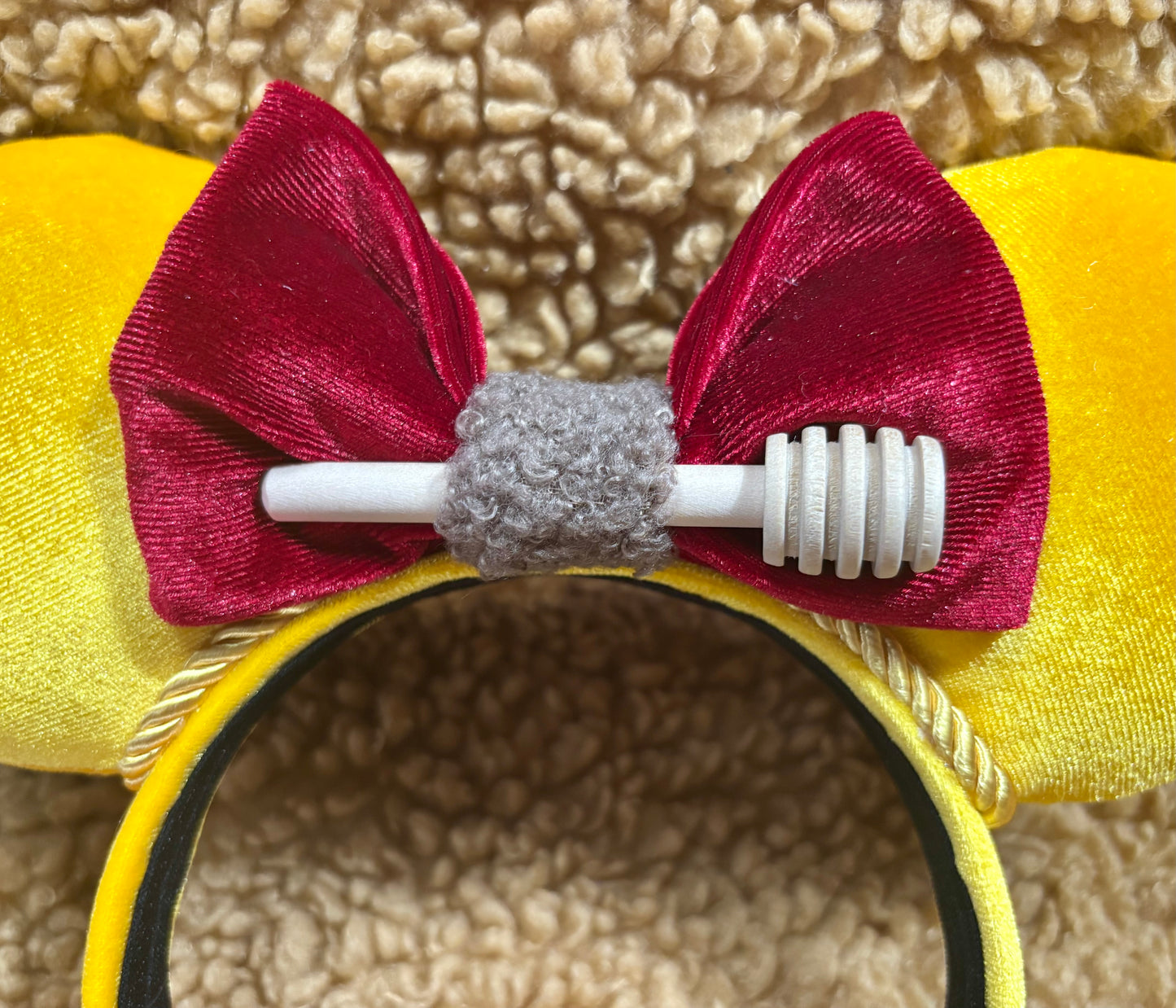Winnie the Pooh Mouse Ears | Handmade Pooh-Inspired Disney Headband with Honey Accent & Plush Bow