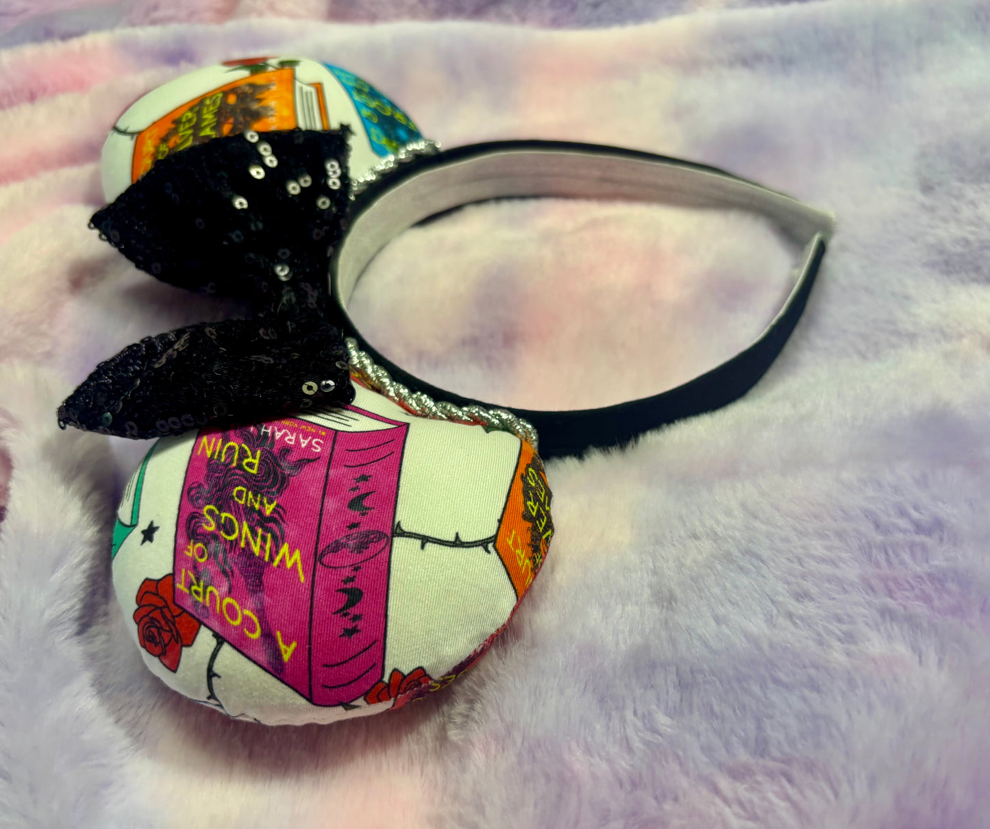 ACOTAR Inspired Mouse Ears | Handmade A Court of Thorns and Roses Disney Headband with Sequin Bow