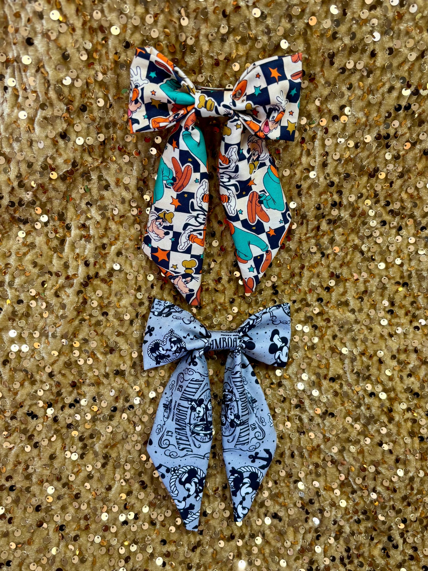 Classic Cartoon Hair Bow Bundle | 2-Piece Steamboat Willie Inspired Set | Handmade & Ready to Ship