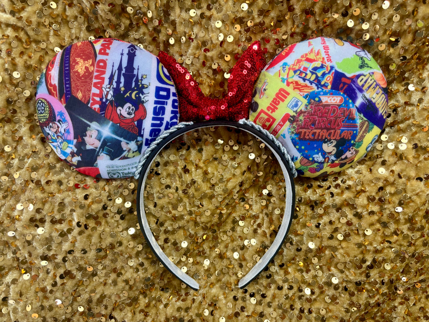 Park Collage Mouse Ears - Disney Theme Park Mickey Ear Headband