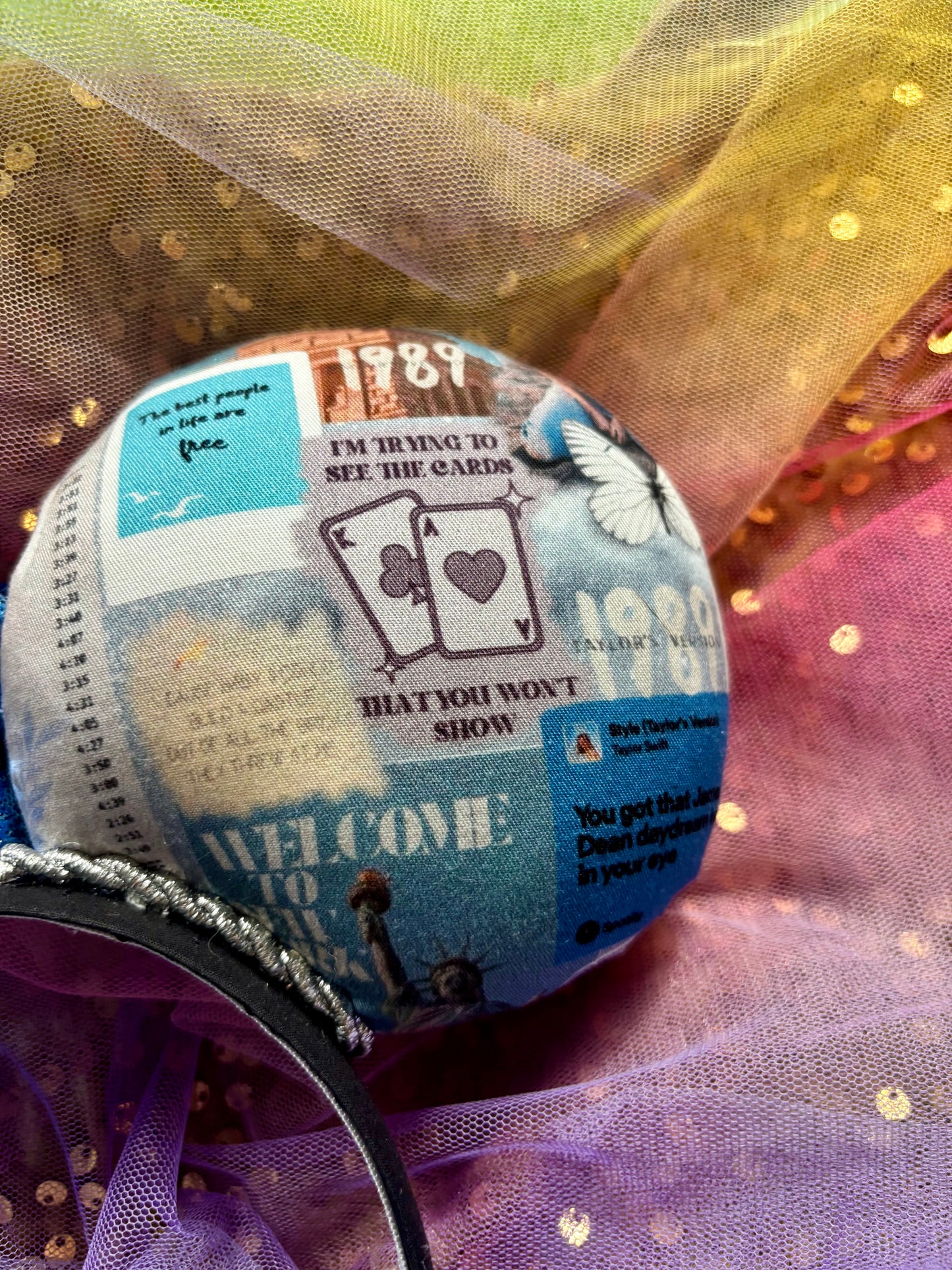 Welcome 2 N.Y. Mouse Ears | Handmade Taylor-Inspired Disney Headband with Light Blue Sequin Bow