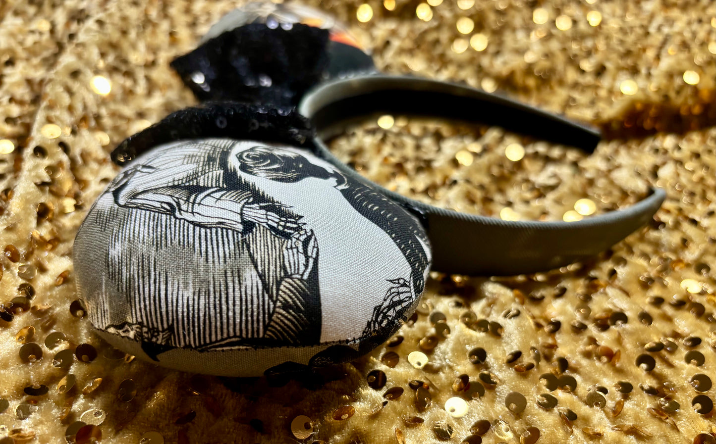 Keep It Creepy Mouse Ears | Handmade One-of-a-Kind Halloween Disney Headband with Sequin Bow