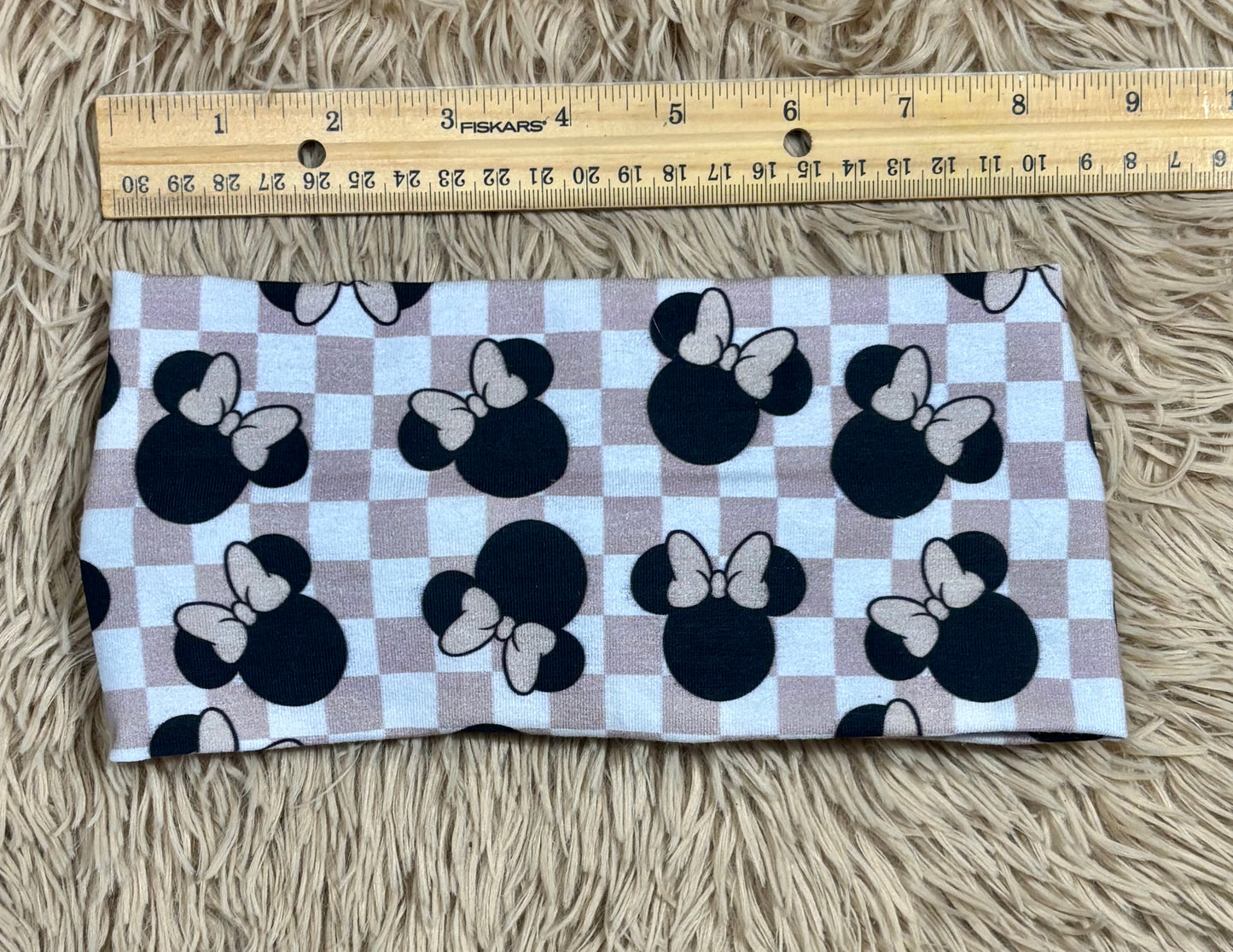 Checkered Mouse Twisted Headwrap and Hairbow Bundle