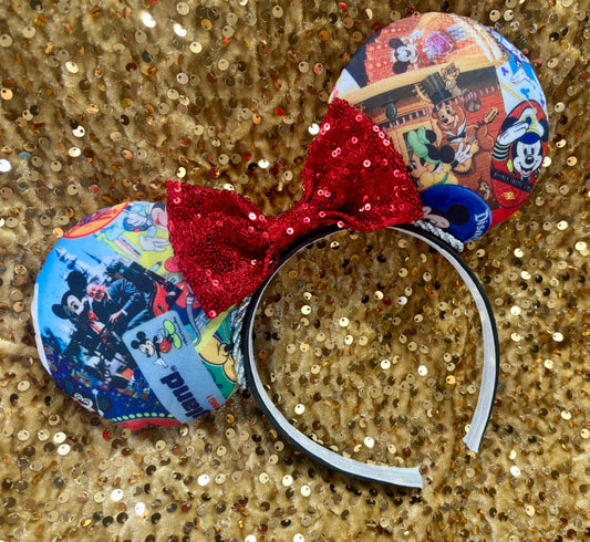 Park Collage Mouse Ears - Disney Theme Park Mickey Ear Headband