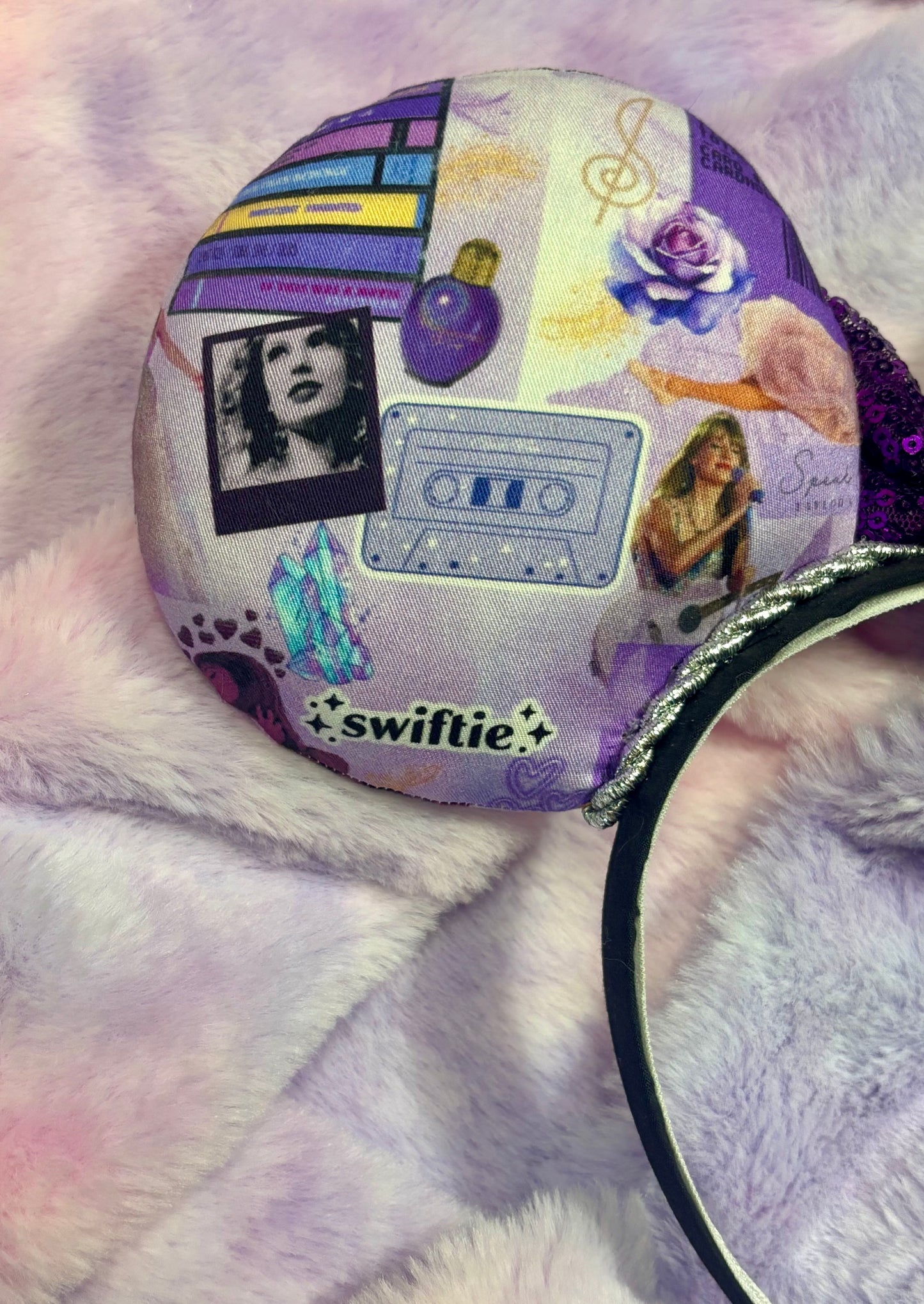 Castles Crumbling Mouse Ears | Handmade Taylor-Inspired Disney Headband with Purple Sequin Bow