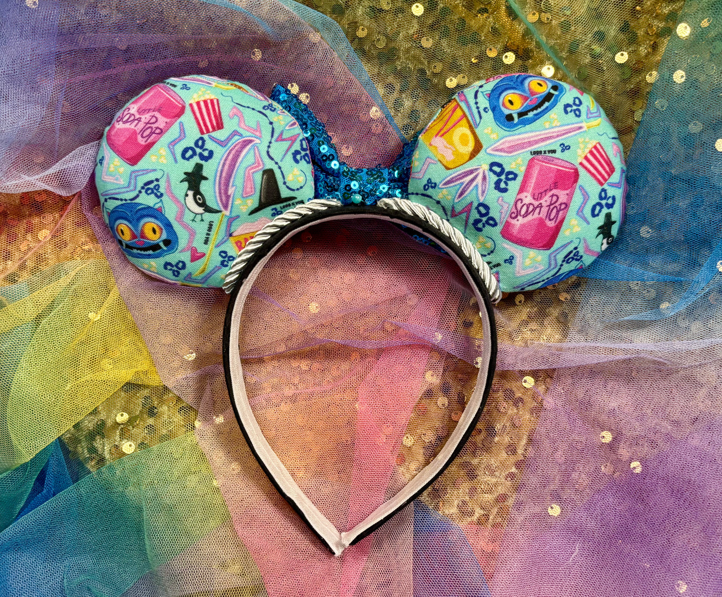K-Pop Demon Hunters Inspired Mouse Ears | Purple Collage Headband with Sequin Bow
