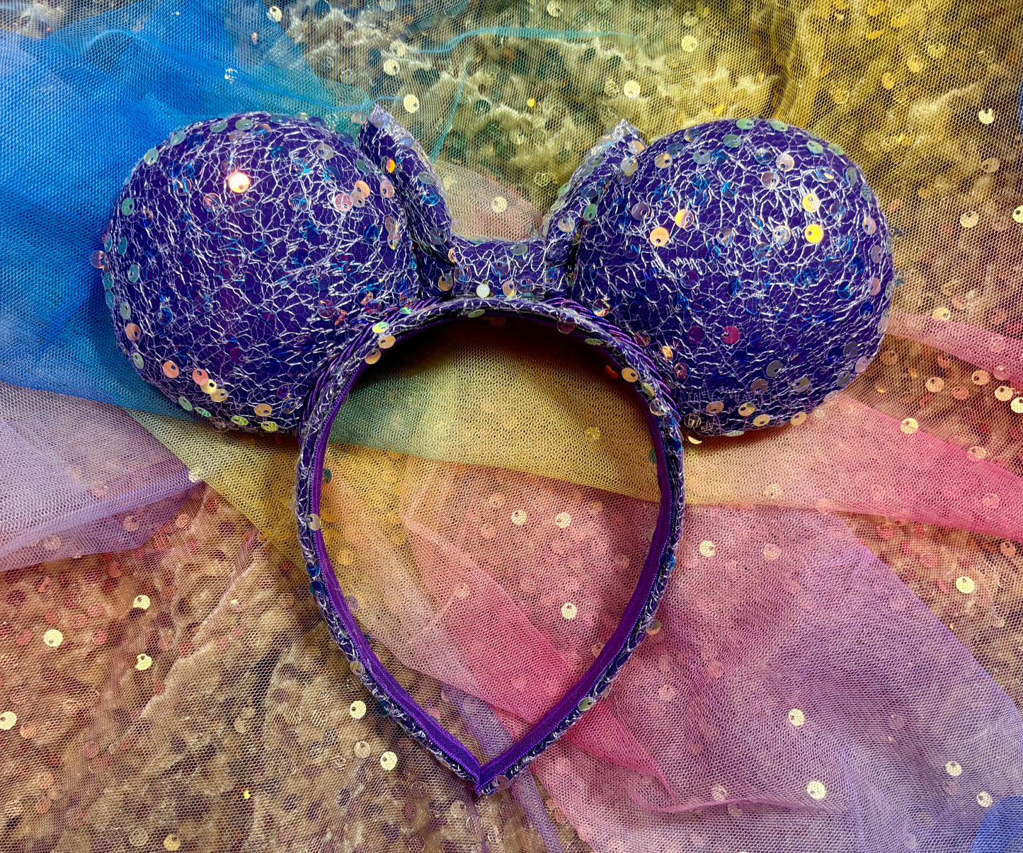 Purple Sequin Mouse Ears - Sparkle Mickey Ear Headband for Disney & Rapunzel