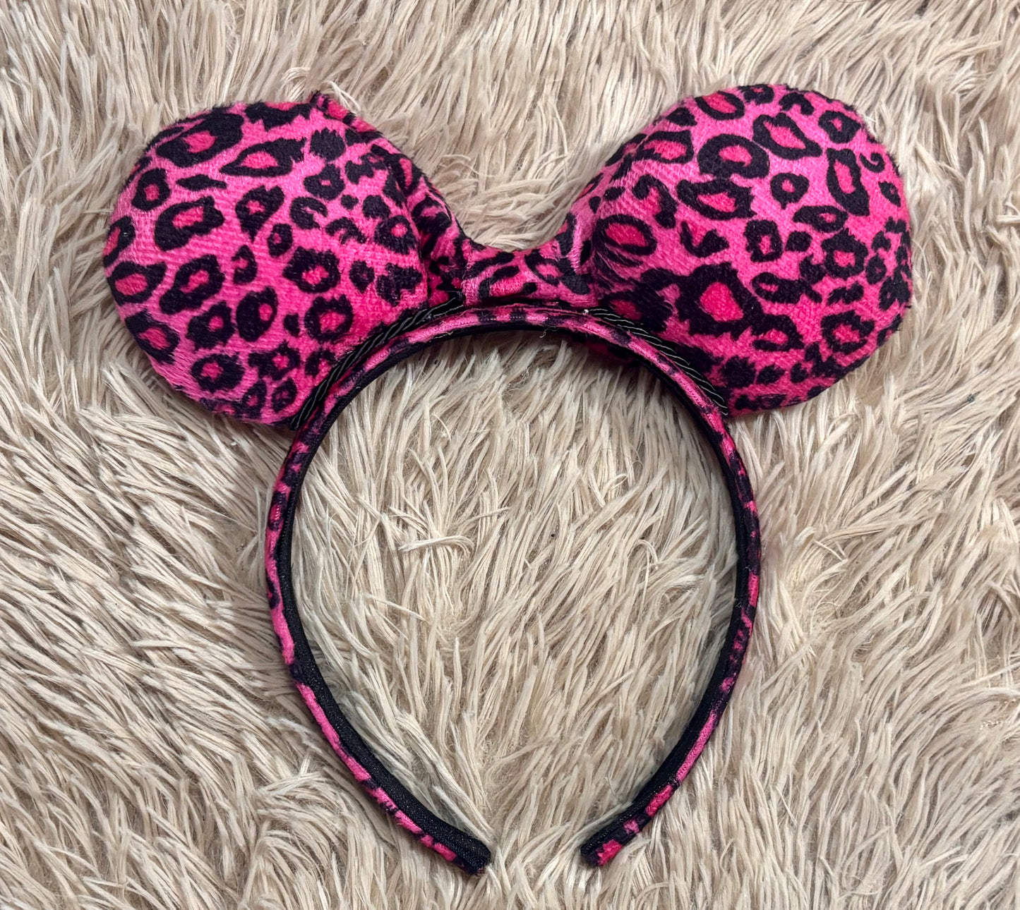 Pink Leopard Ear Headband | Handmade Corduroy