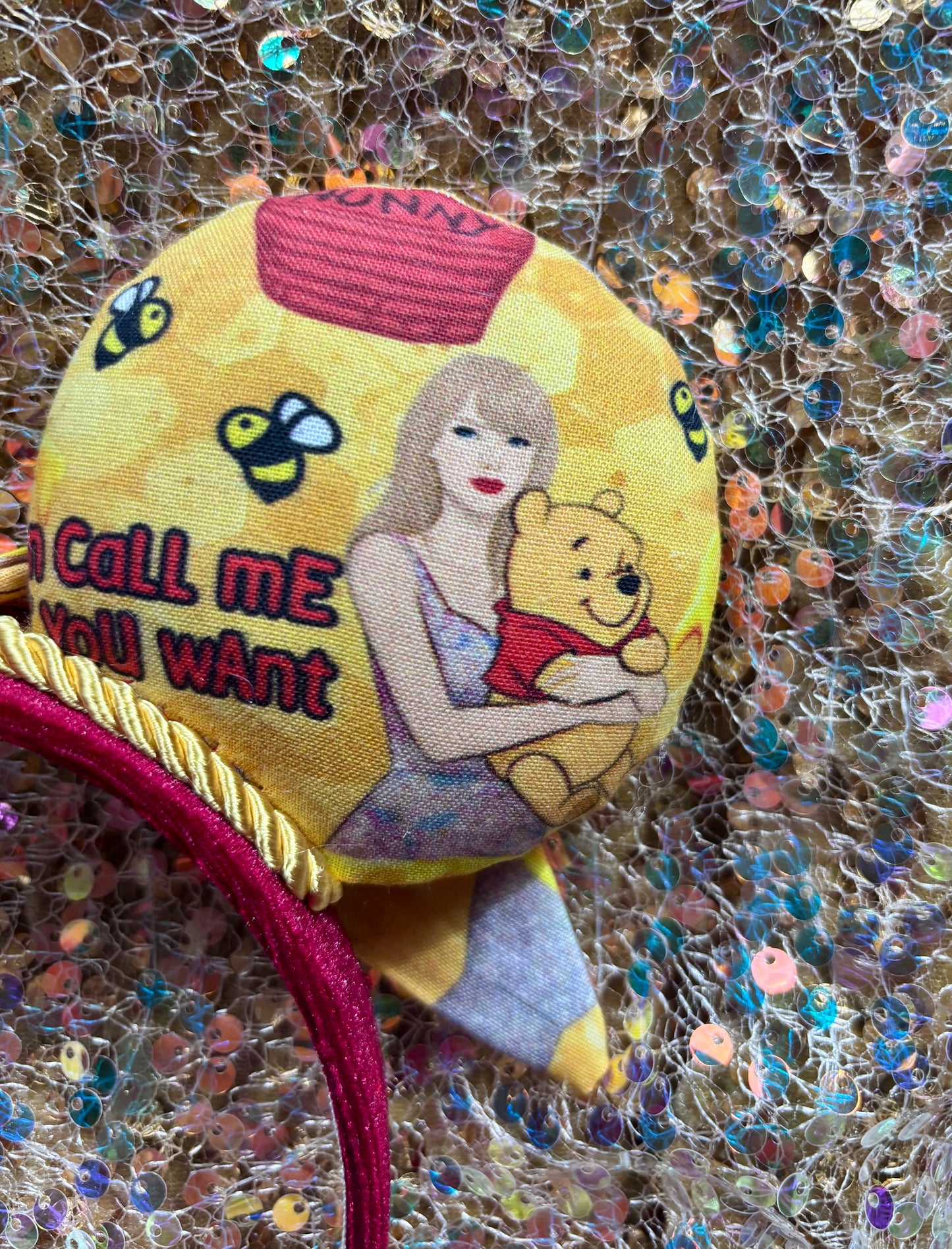 Honey Pooh Twisted Bow Mouse Ears – Handmade Disney-Inspired Headband