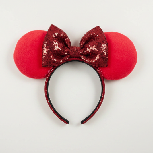 Red Plush Mouse Ears | Handmade Disney Ear Headband