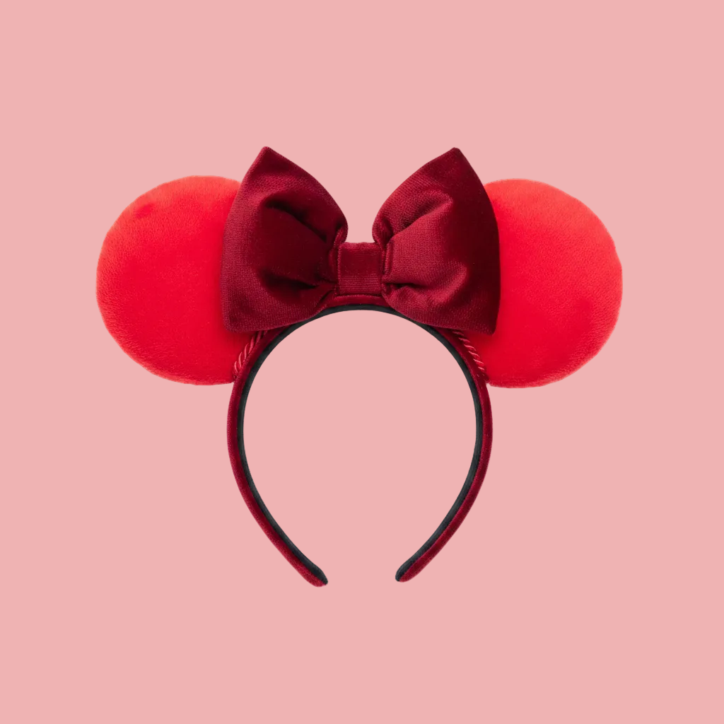 Handmade and ready to ship. Plush Red mouse ears with a fluffy red bow with red twisted trim on a universal sized headband that also has red plush fabric on it and is elastic lined.