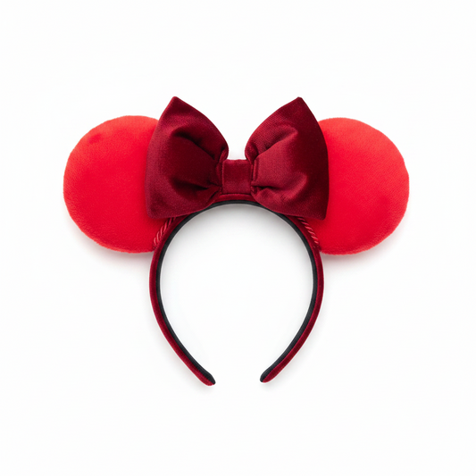 Red Plush Mouse Ears | Handmade Disney Ear Headband
