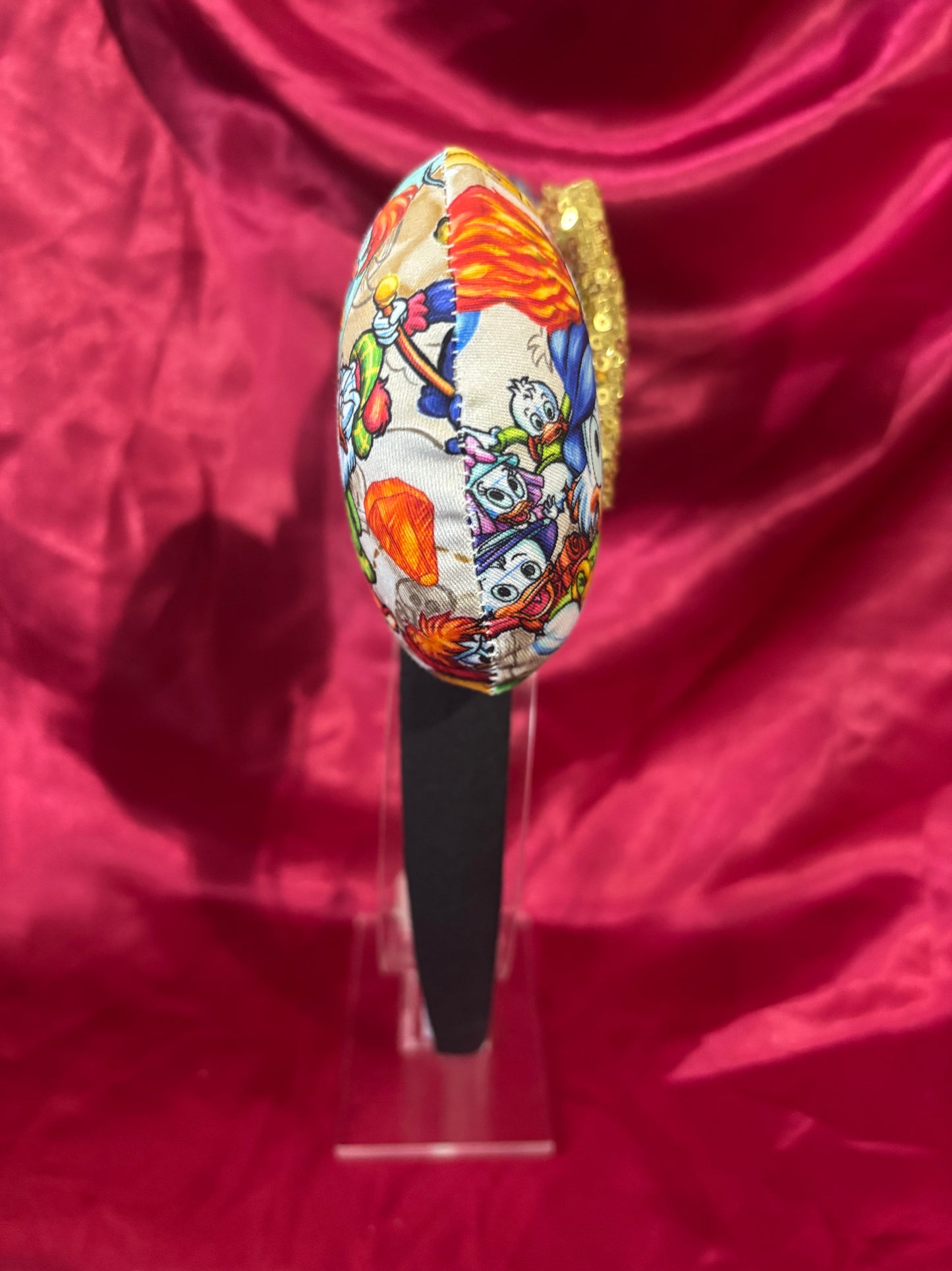 DuckTales Mouse Ears – Scrooge McDuck Inspired Handmade Disney Headband | Gold Sequin Bow