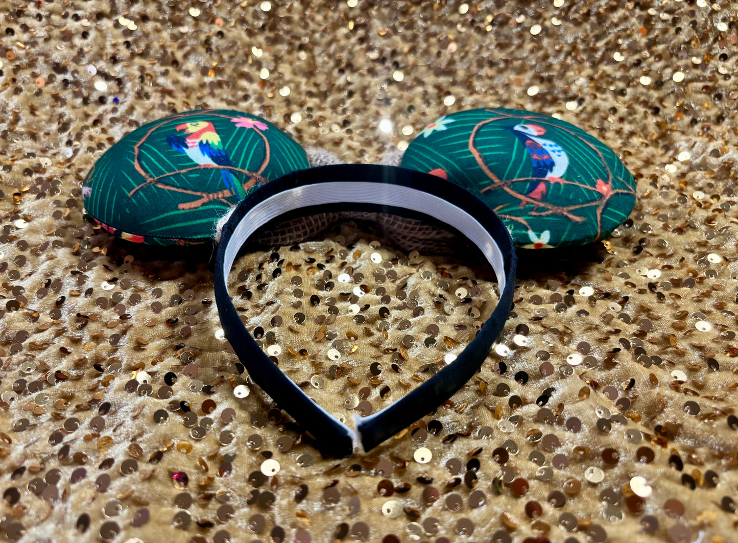 Enchanted Tiki Room Mouse Ears | Tropical Burlap Trim Adventureland Headband