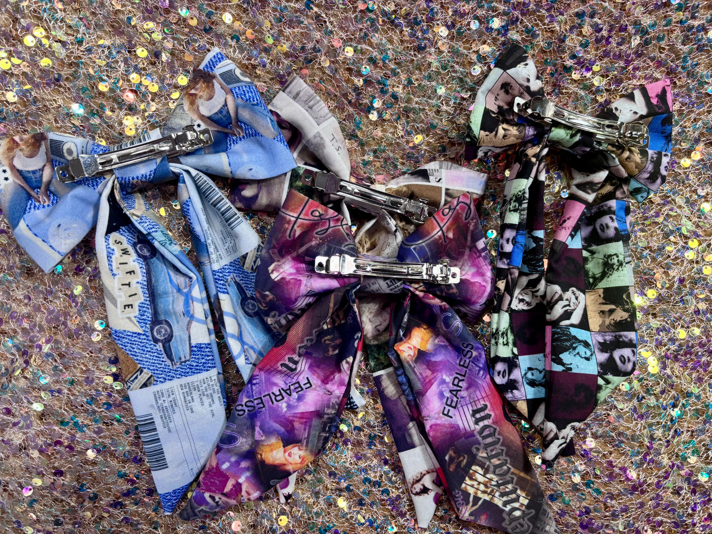 Taylor Swift Eras Hair Bow Bundle – Handmade 4-Pack (89, Pop Covers, Eras 2.0 & The Tour)