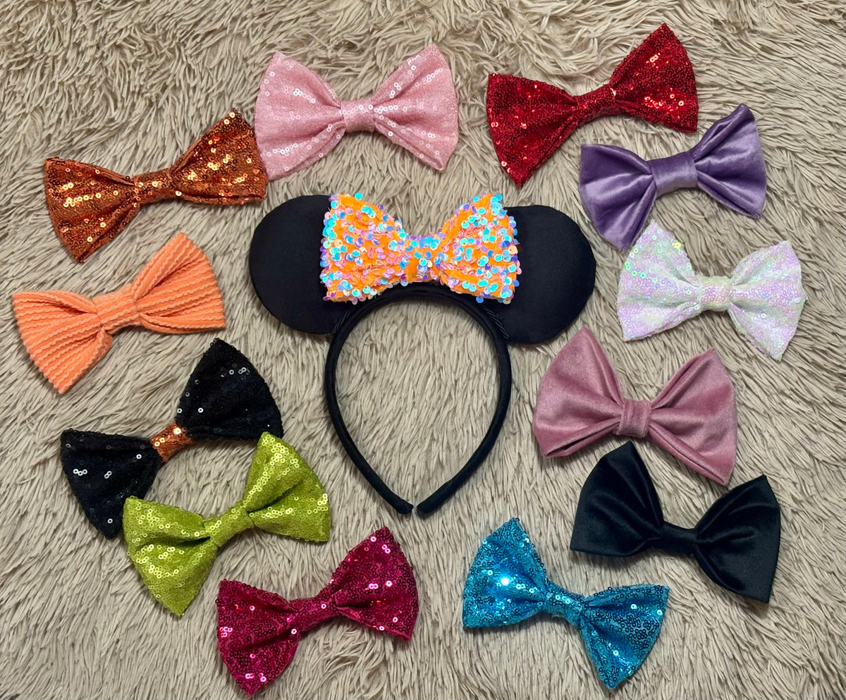 Black velvet headband shown with many bow color options if you don’t want the matching black velvet bow.