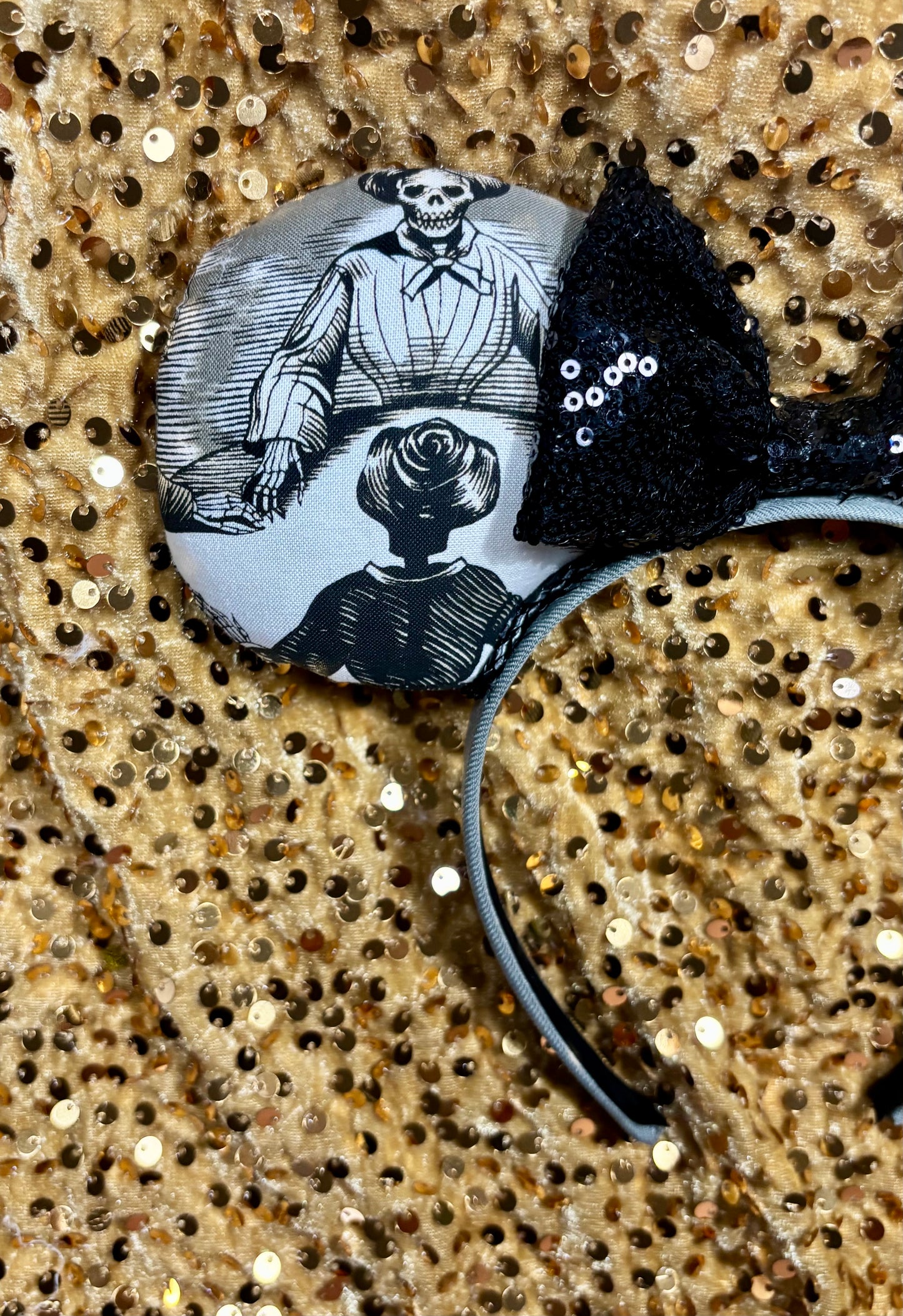 Keep It Creepy Mouse Ears | Handmade One-of-a-Kind Halloween Disney Headband with Sequin Bow