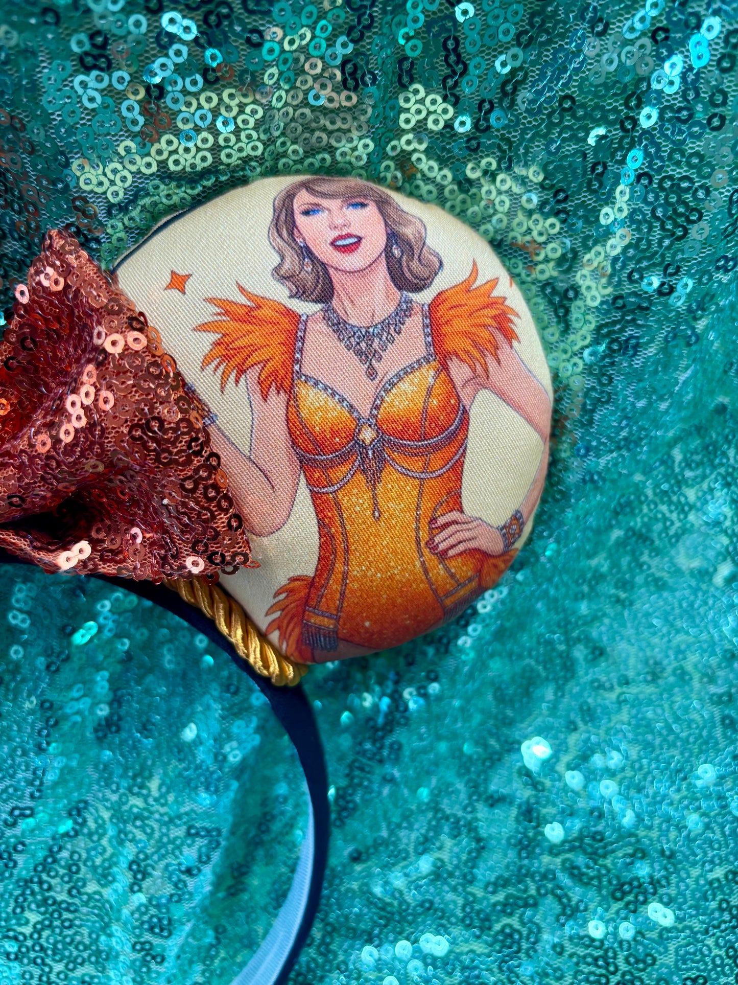 Wish List Mouse Ears | LOAS Inspired Orange Sequin Bow Theme Park Headband