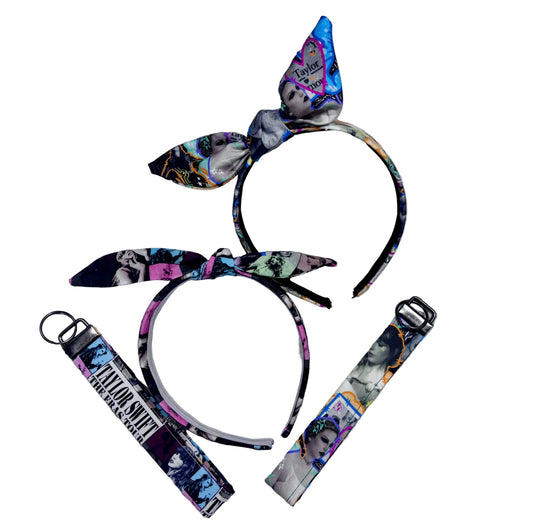 Set of headbands and lanyards with a colorful design. Made and ready to ship and handmade.