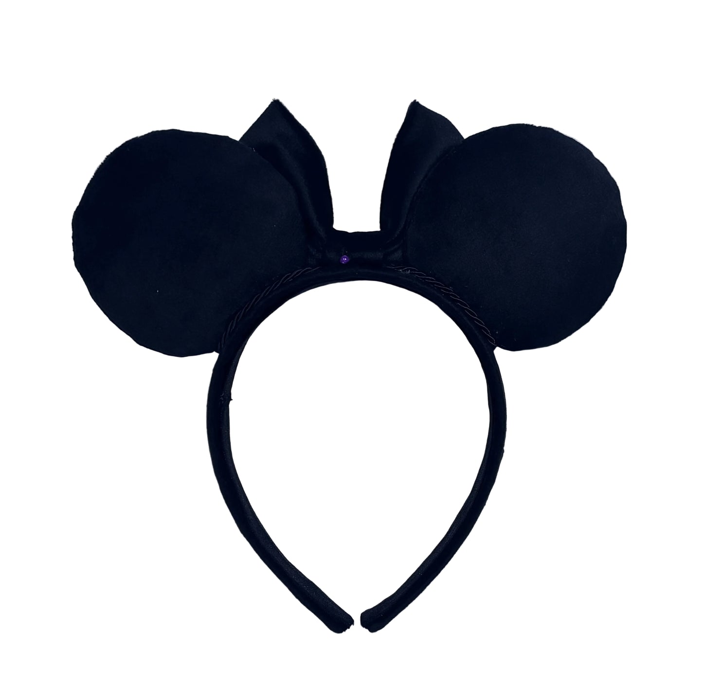 Black mouse ears headband on a textured gray background