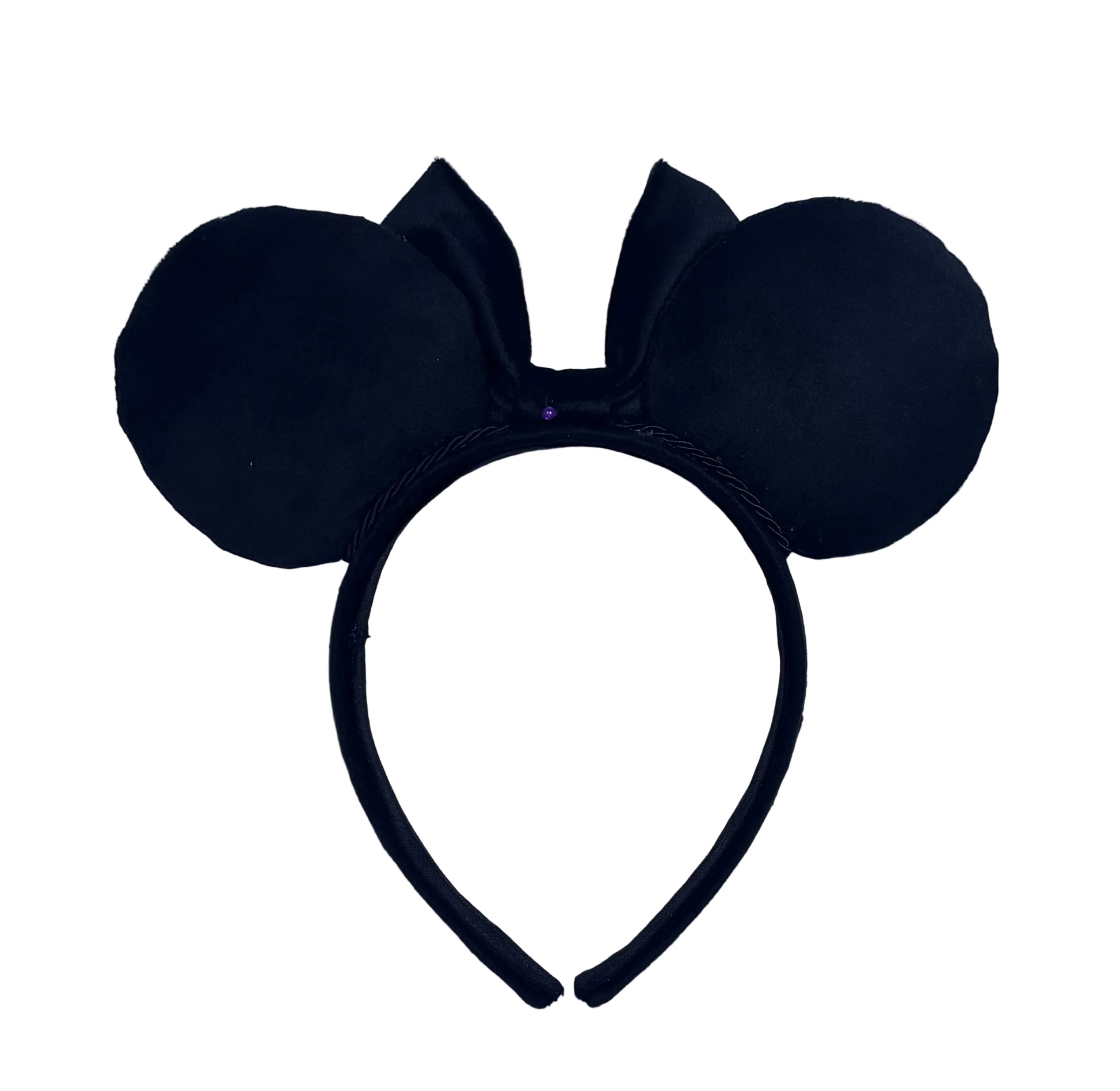 Black mouse ears headband on a textured gray background