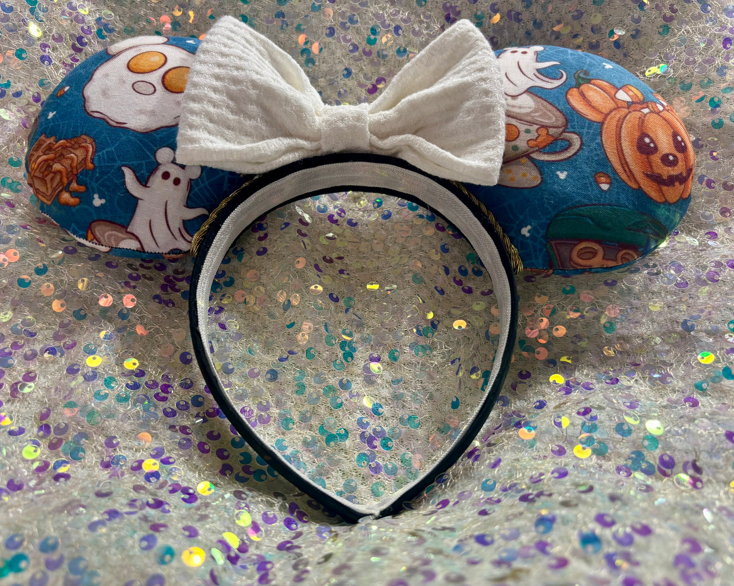 Fall Mouse Ears Headband – Handmade Pumpkin & Sequin Disney-Inspired Ears