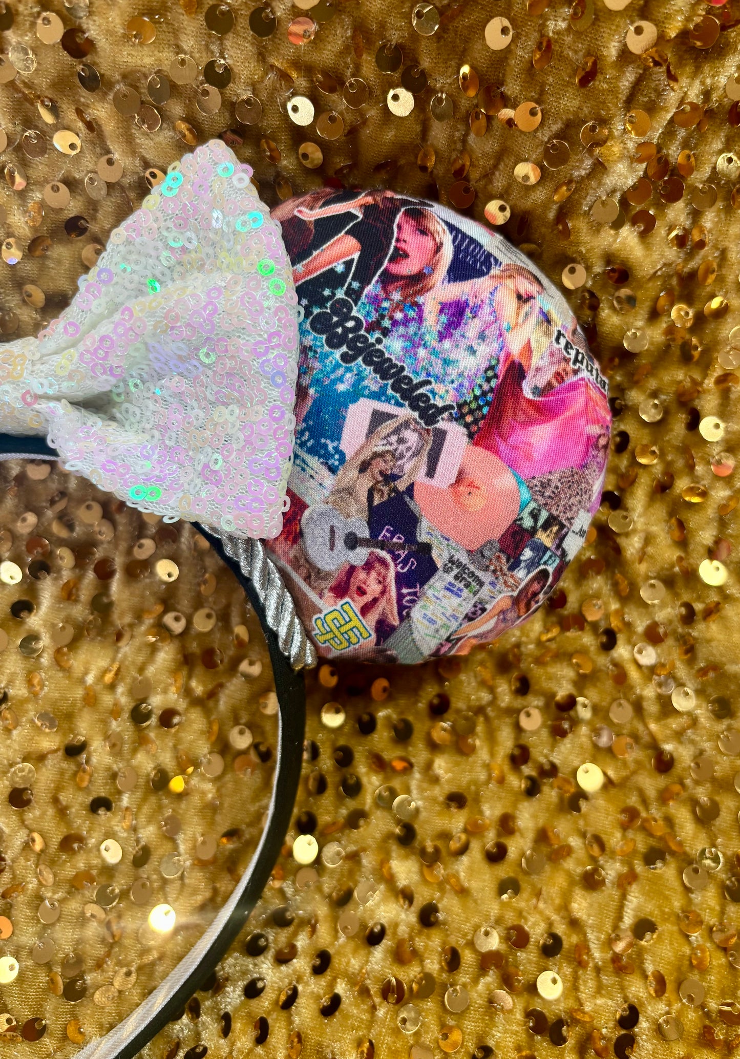 Bejeweled Mouse Ears Headband | Taylor Swift Inspired | Sparkly Swiftie Theme Park Ears | Ready to Ship