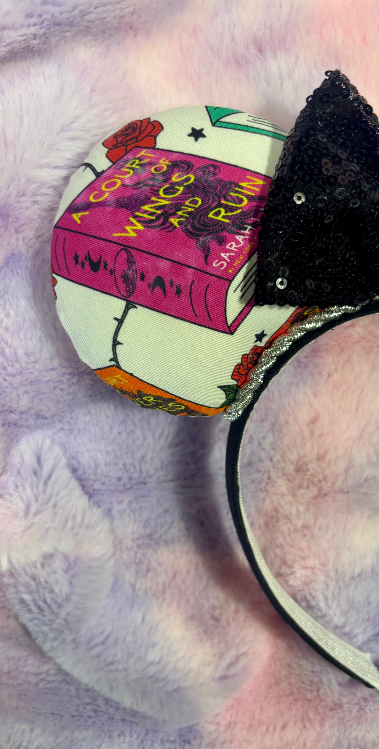 ACOTAR Inspired Mouse Ears | Handmade A Court of Thorns and Roses Disney Headband with Sequin Bow