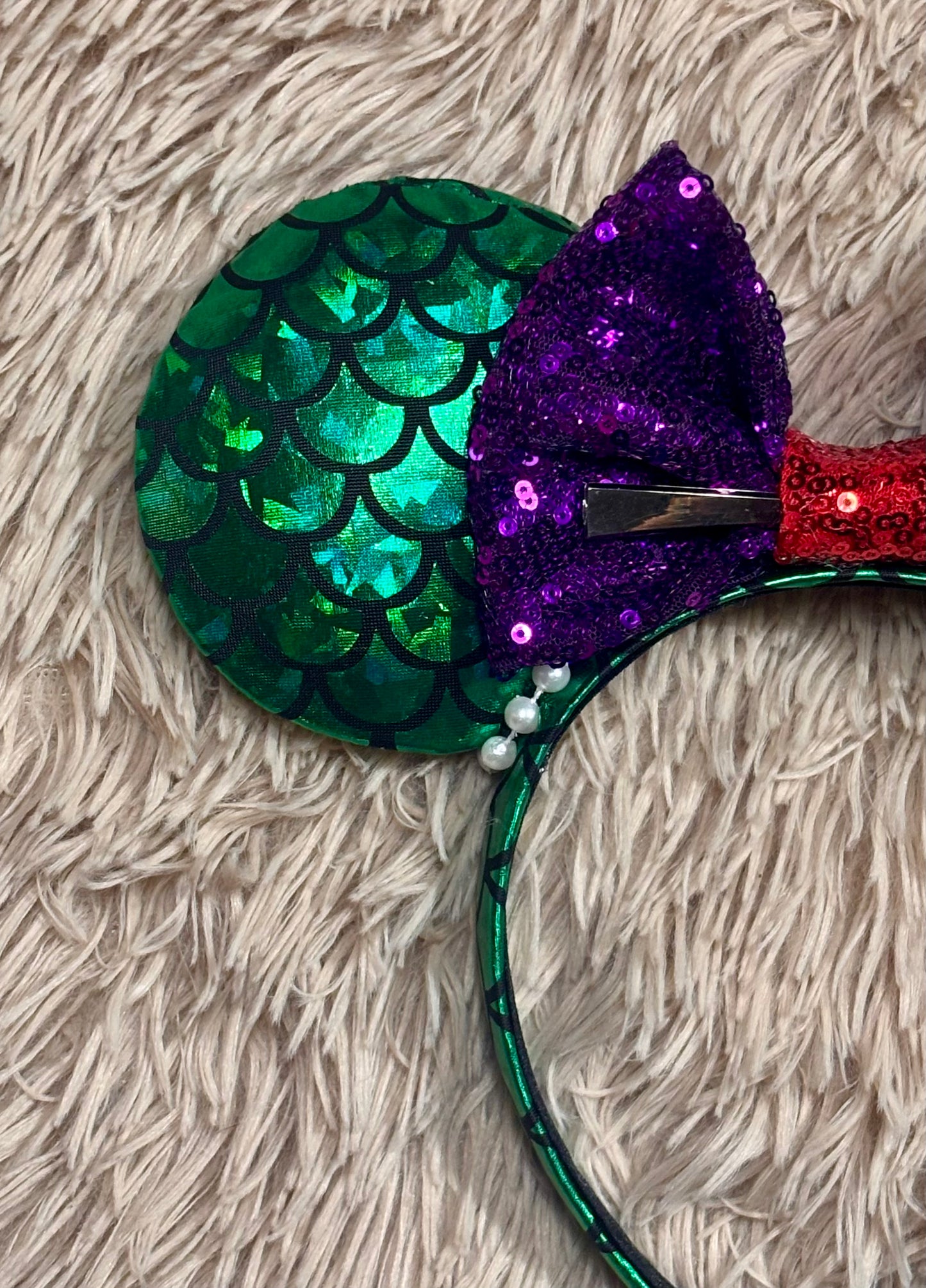 Mermaid Ear Headband | Handmade Sequin Bow Mouse Ears