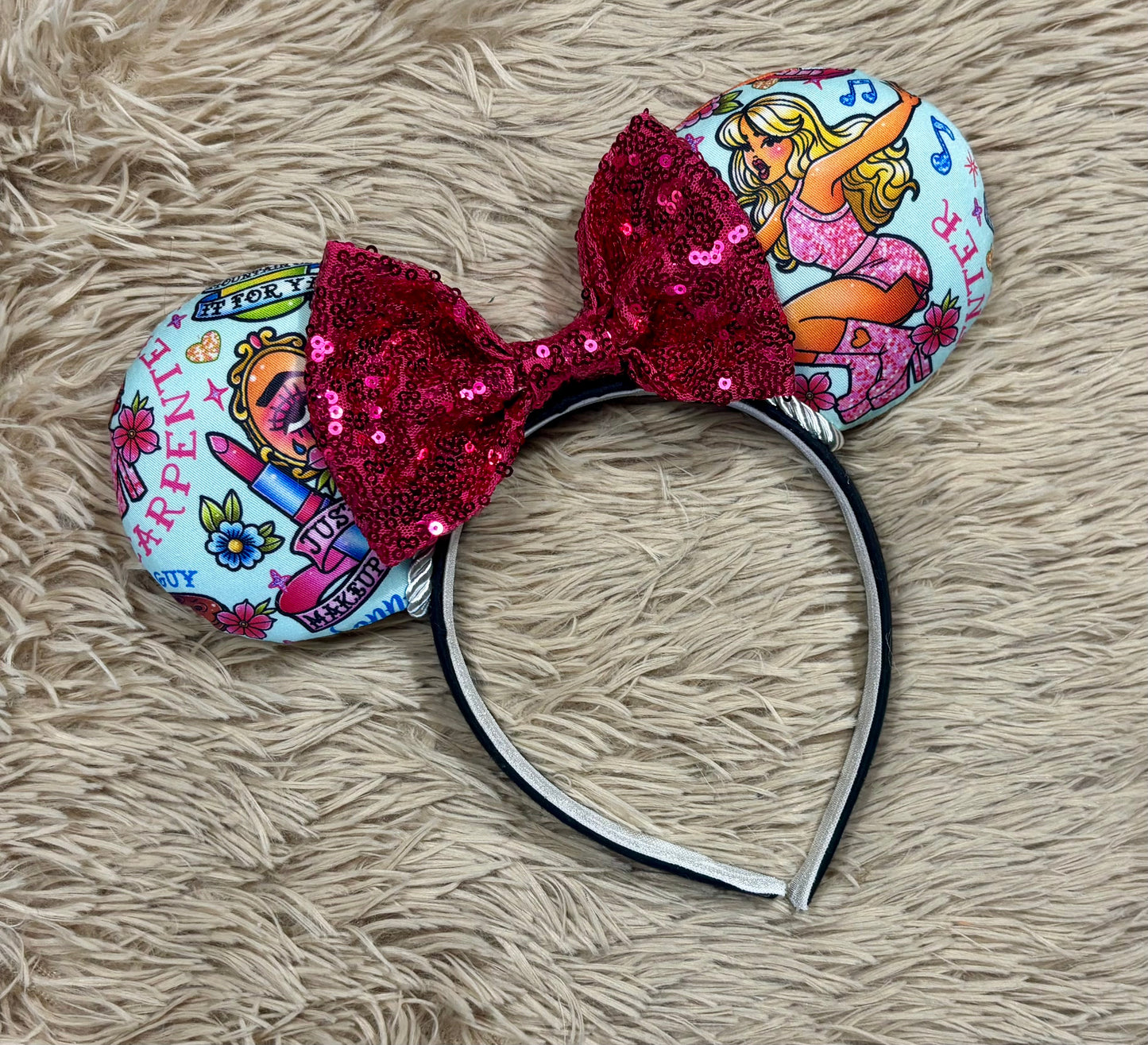 Short & Sweet Ears | Pink Collage Print Fan Headband