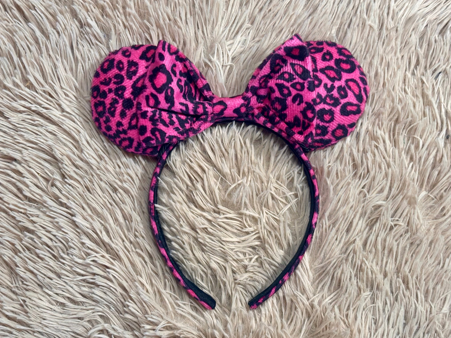 Pink Leopard Ear Headband | Handmade Corduroy