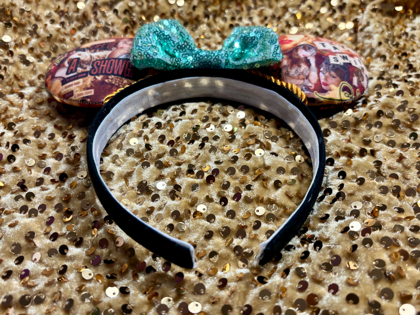 Showgirl Collage Mouse Ears | LOAS Inspired Orange Satin Bow Theme Park Headband