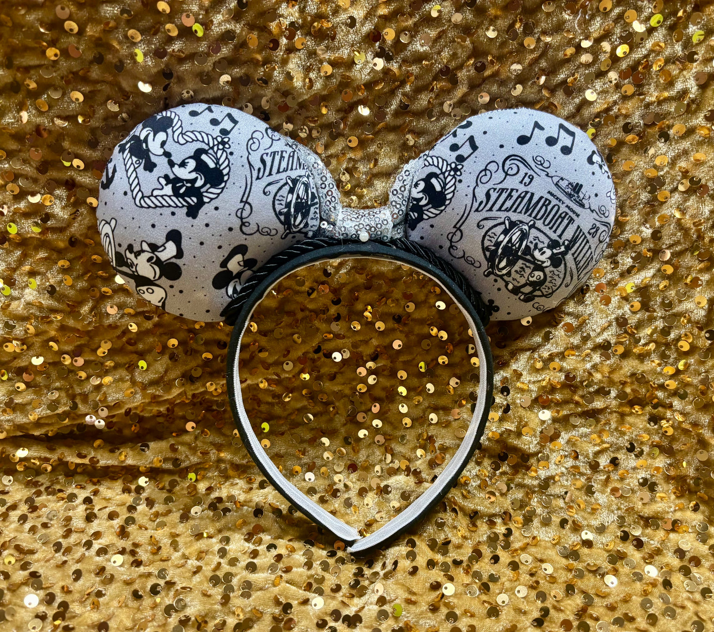 Steamboat Willie Mouse Ears | Classic Black & White Vintage Disney Headband