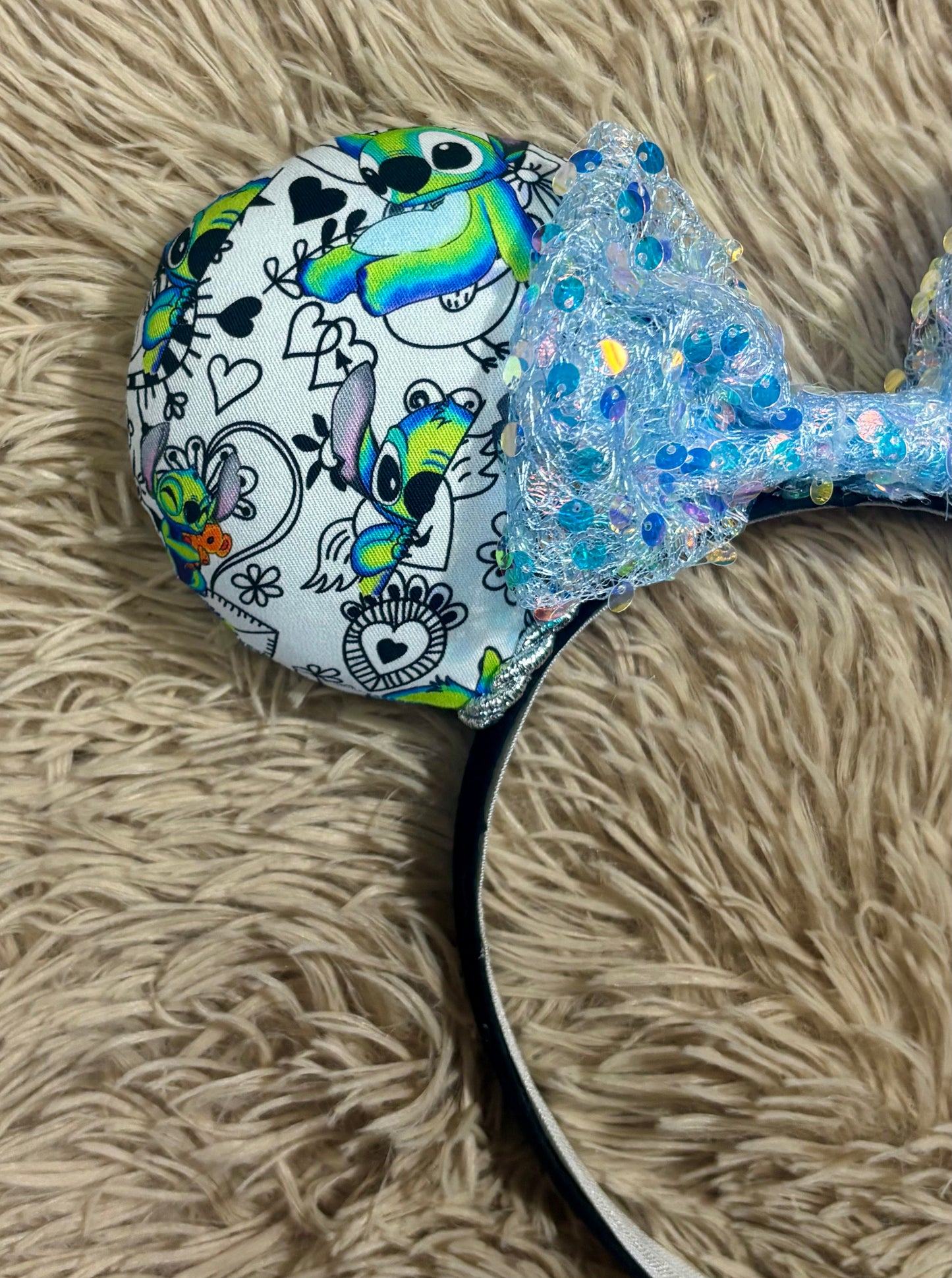 Neon Alien Ear Headband | Handmade Sequin Bow Headband