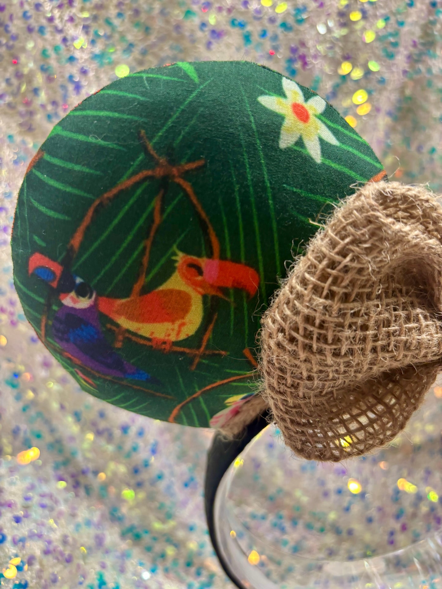 Enchanted Tiki Room Mouse Ears | Tropical Burlap Trim Adventureland Headband