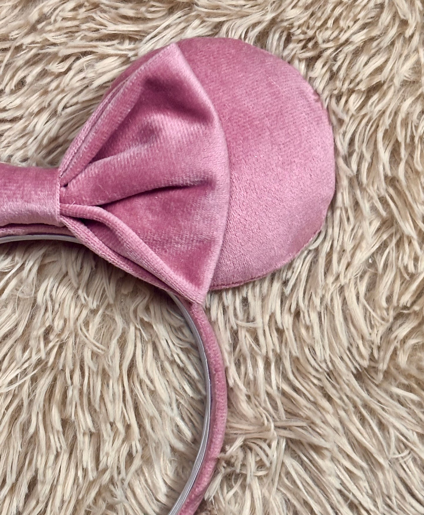 Dusty Rose Velvet Ear Headband | Handmade Plush Bow Headband