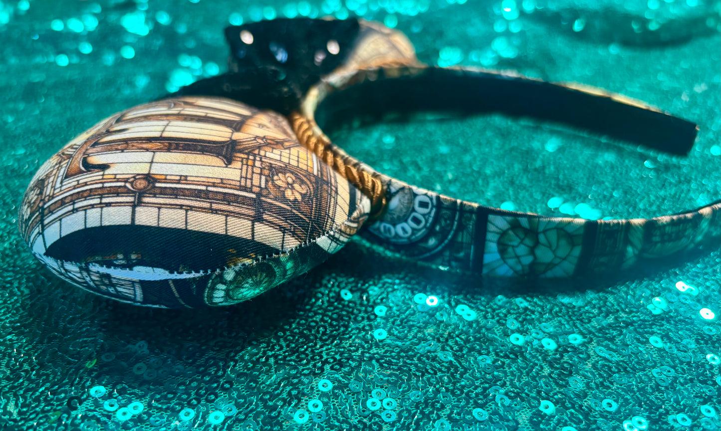 Shades of Greige Mouse Ears | Handmade Neutral Disney Headband with Sequin Bow