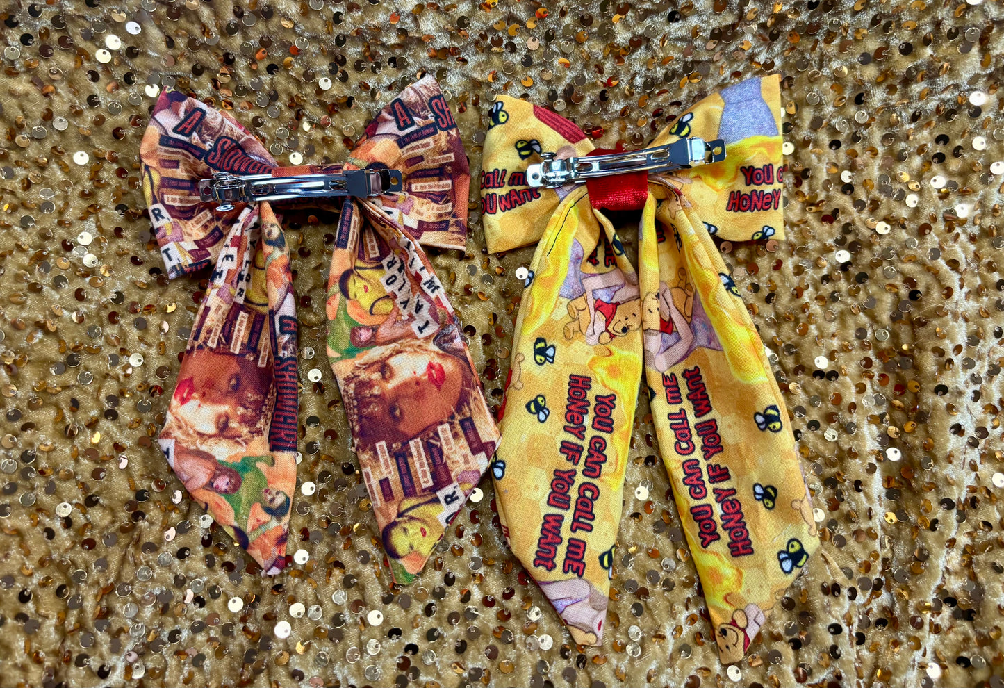 Showgirl Hair Bow Bundle | Orange & Green Taylor Swift Inspired | 2-Piece Handmade Set | Ready to Ship