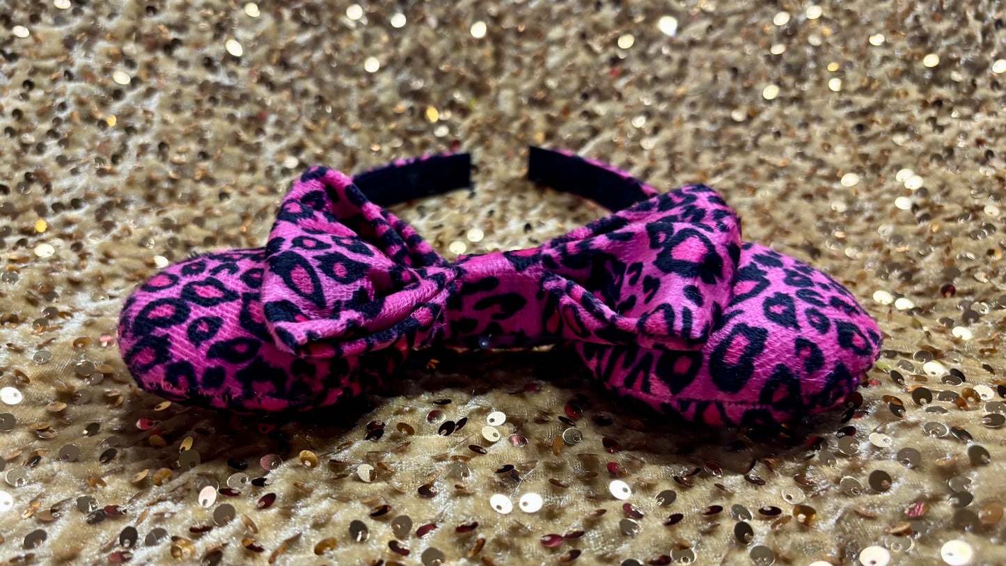 Pink Leopard Mouse Ears Headband | Animal Print Disney Ears | Handmade & Ready to Ship