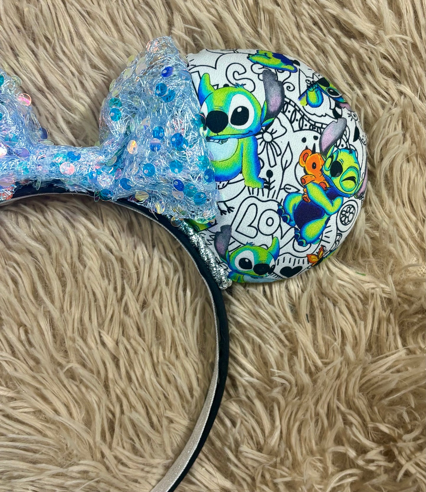 Neon Alien Ear Headband | Handmade Sequin Bow Headband