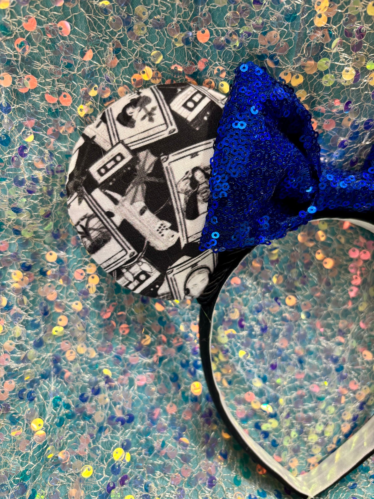 Stranger Things Mouse Ears Headband | Black & White Collage | Handmade Disney Ears | Ready to Ship