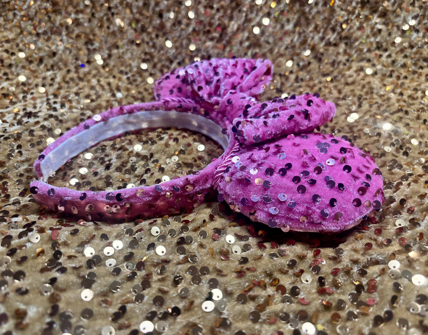 Pink Velvet Sequin Mouse Ears