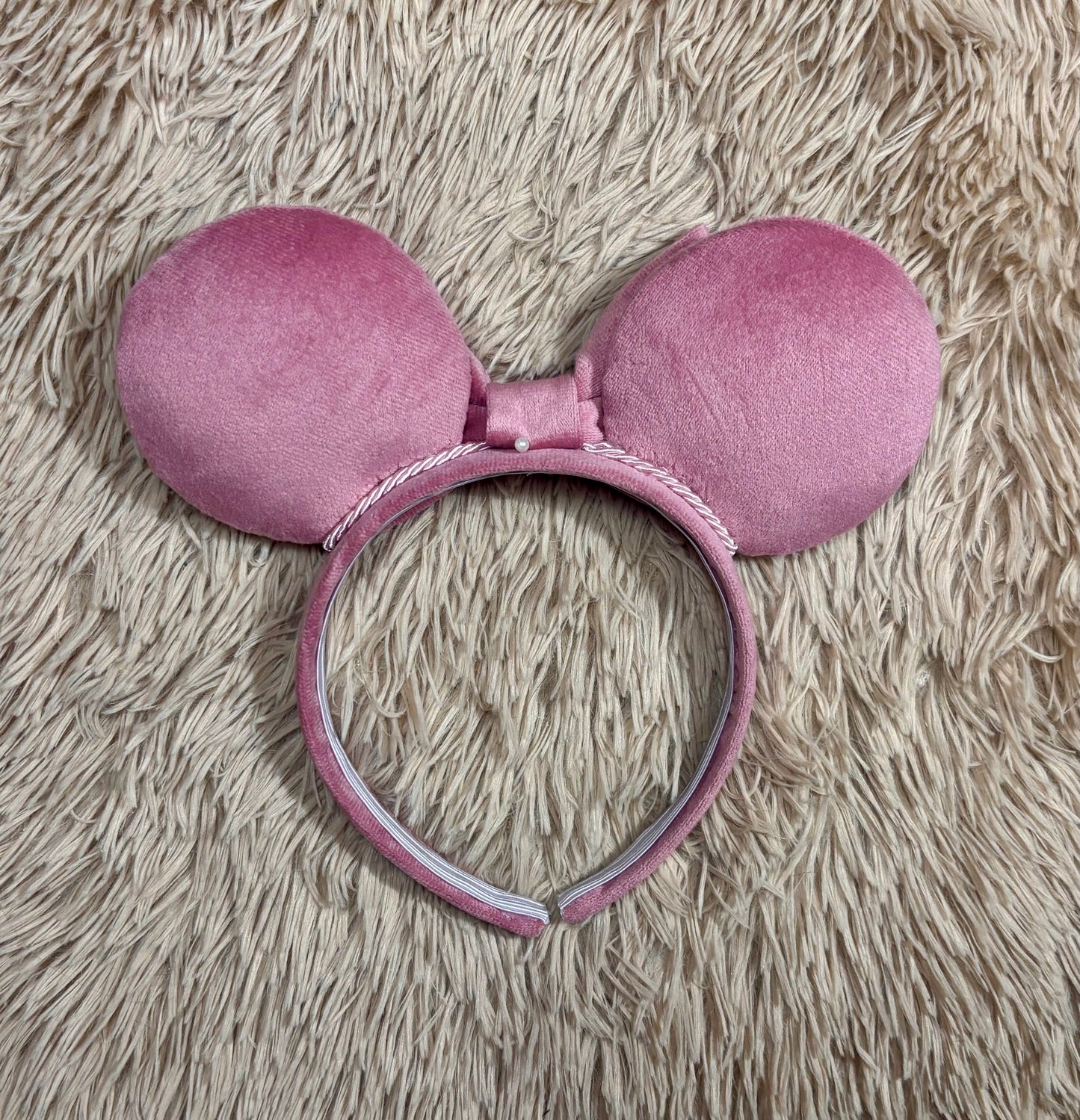 Dusty Rose Velvet Ear Headband | Handmade Plush Bow Headband