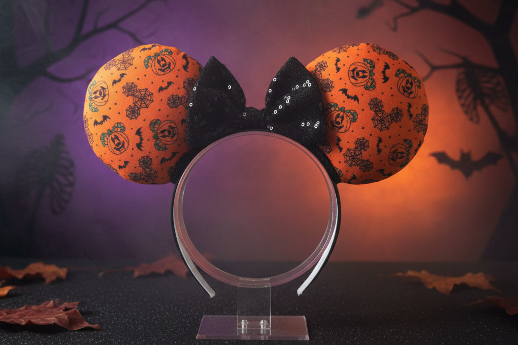 Boo to You Mouse Ears – Handmade Disney Halloween Headband with Black Twisted Trim
