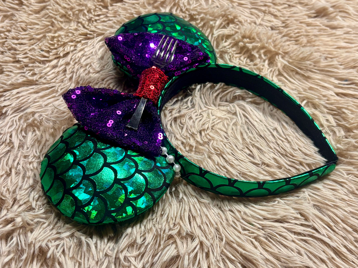 Mermaid Ear Headband | Handmade Sequin Bow Mouse Ears