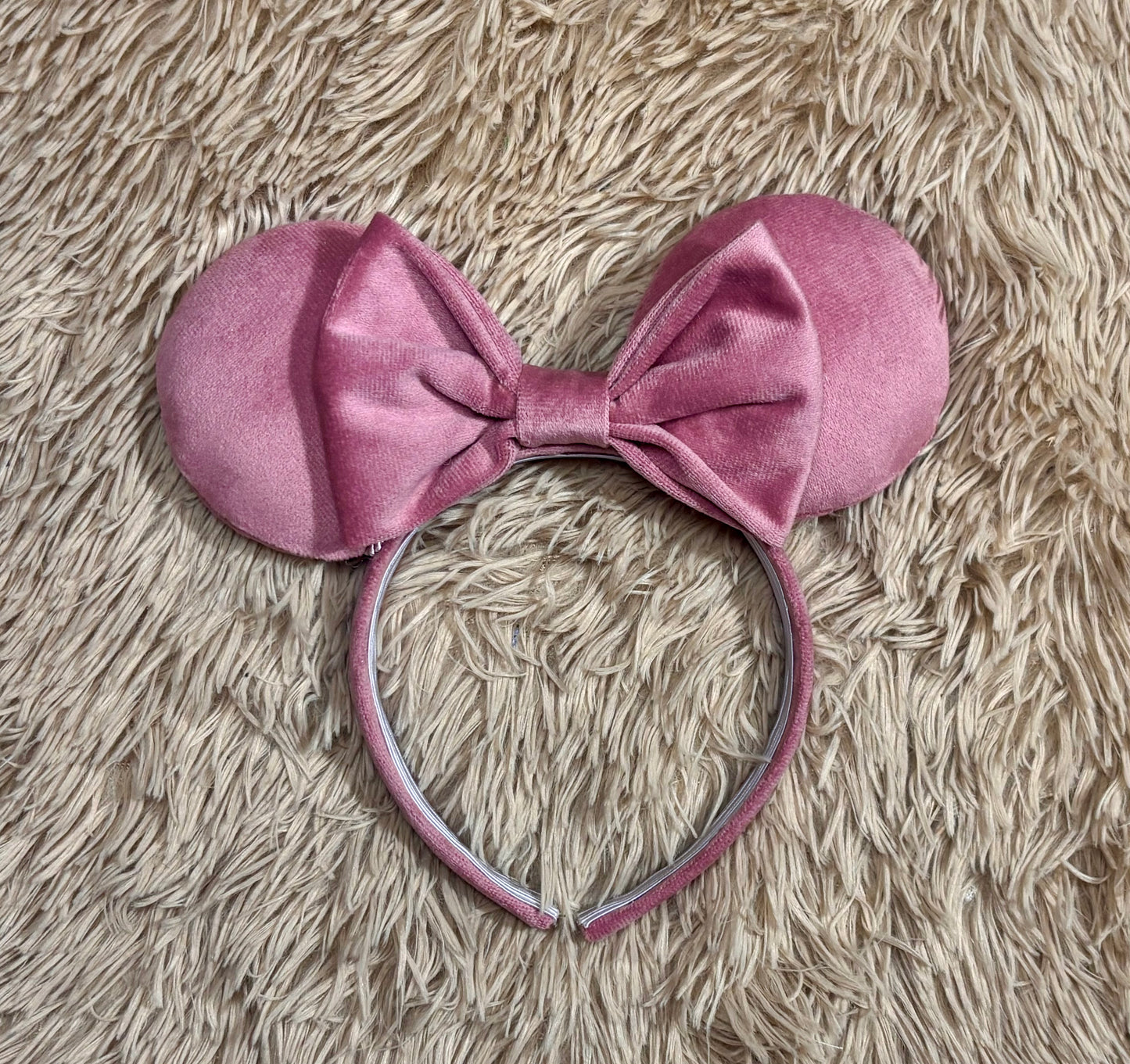 Dusty Rose Velvet Ear Headband | Handmade Plush Bow Headband
